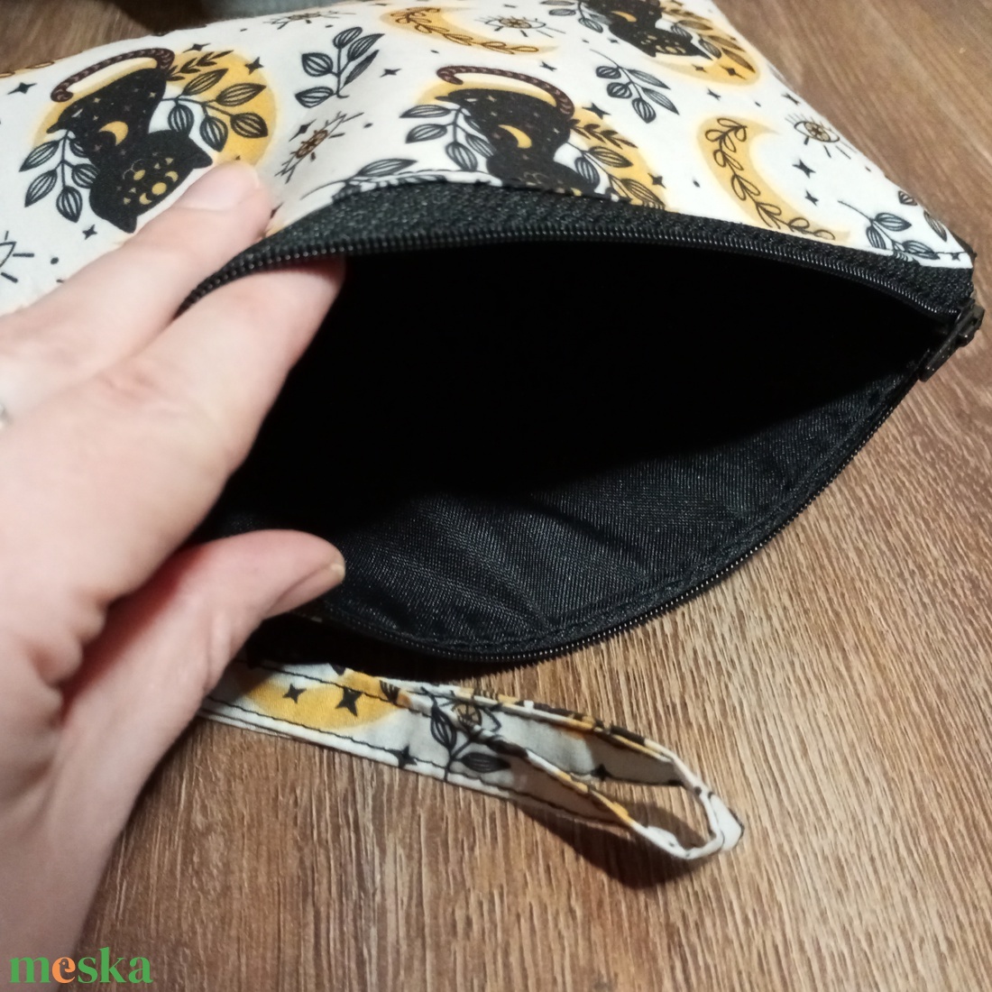 Misztikus cicás mintás neszeszer - táska & tok - neszesszer - Meska.hu