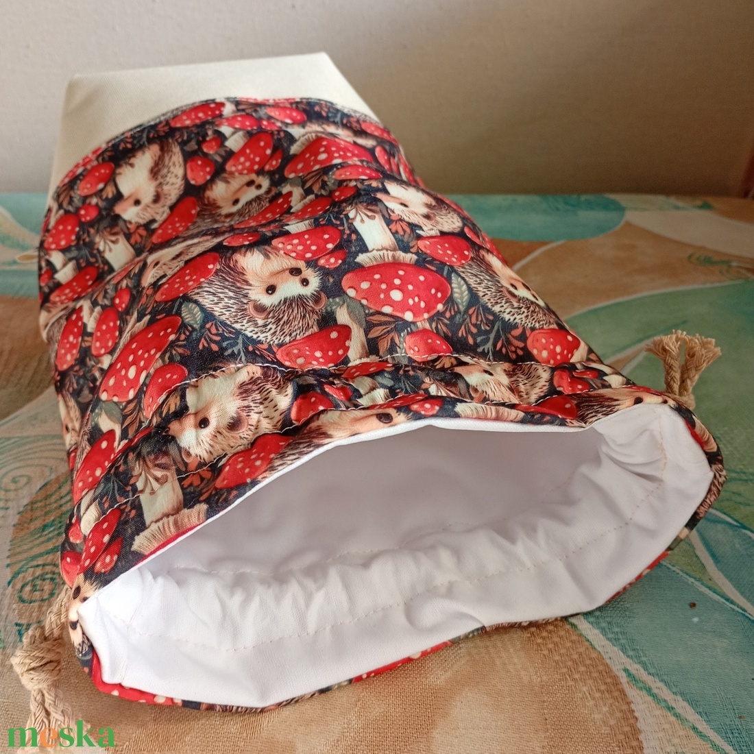 Sünik és gombák tisztasági vagy uzsonnás zsák - játék & sport - ovis felszerelés - ovis zsák - Meska.hu