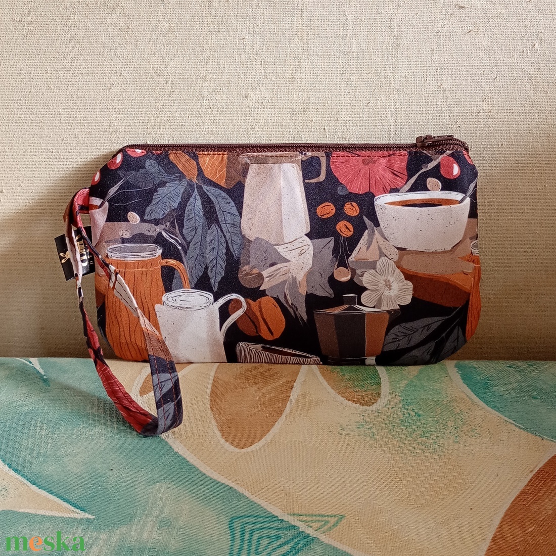 Két rekeszes kávémintás neszeszer - táska & tok - neszesszer - Meska.hu