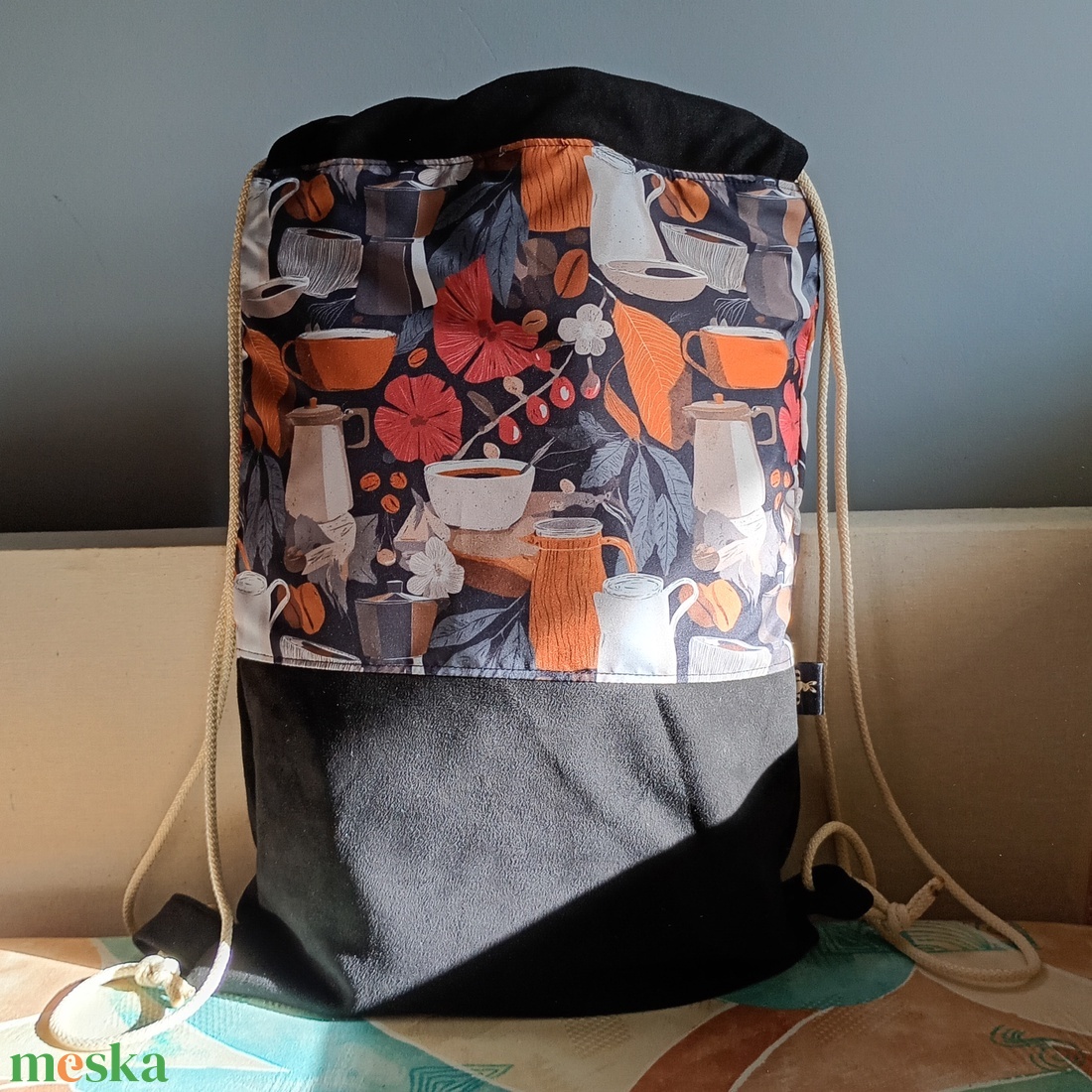 Kávémintás tornazsák - táska & tok - hátizsák - tornazsák, gymbag - Meska.hu