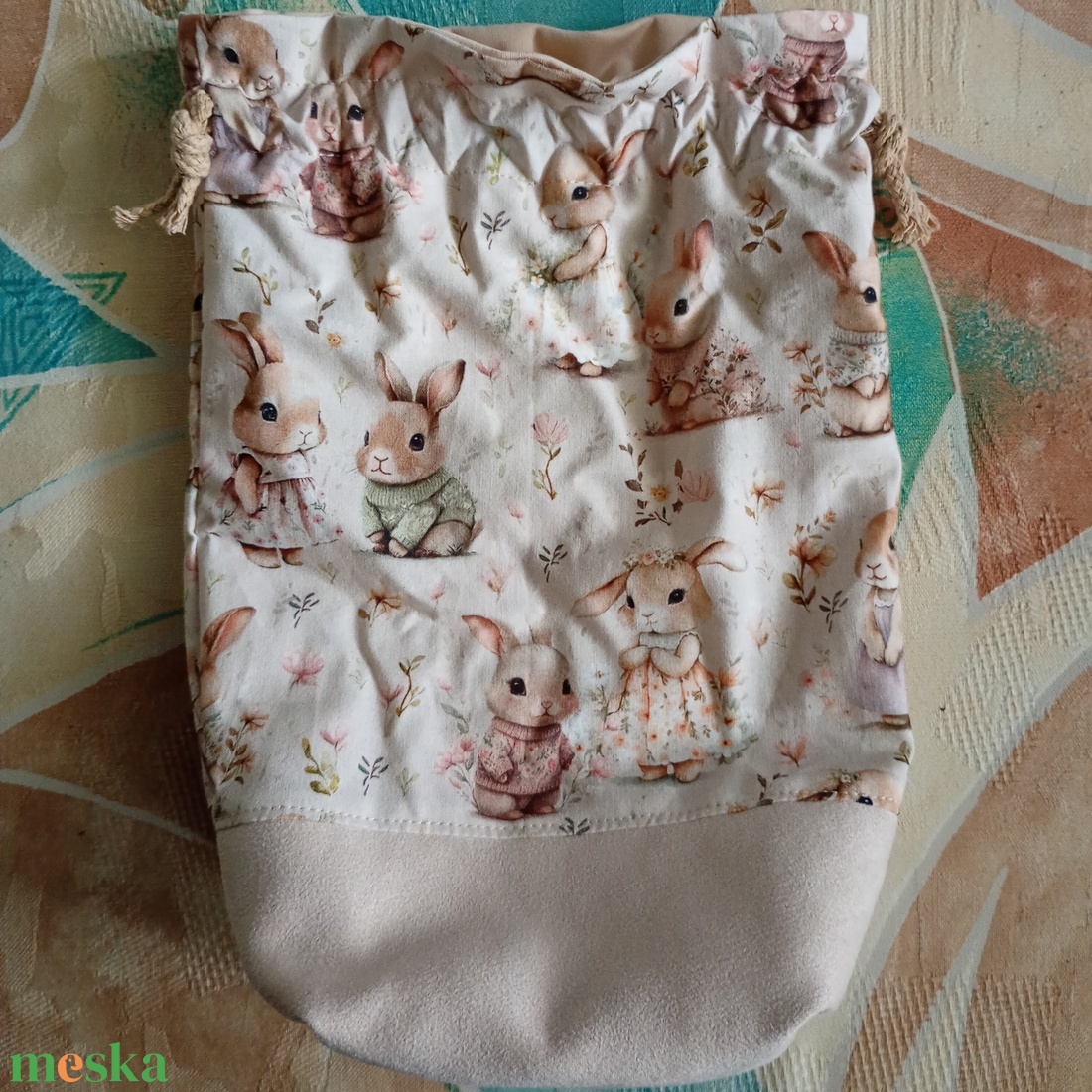 Nyuszis tisztasági vagy uzsonnás zsák - játék & sport - ovis felszerelés - ovis zsák - Meska.hu