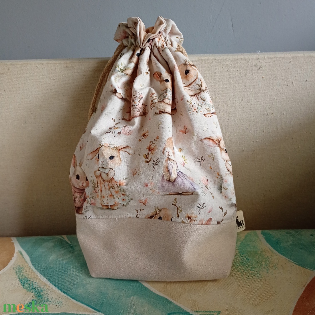 Nyuszis tisztasági vagy uzsonnás zsák - játék & sport - ovis felszerelés - ovis zsák - Meska.hu