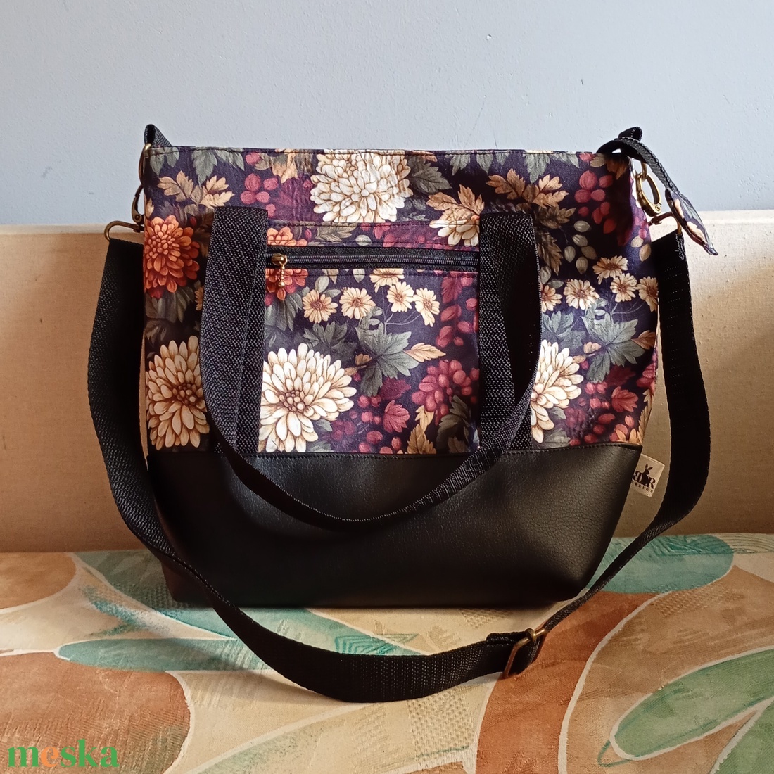 Őszi virágmintás válltáska - táska & tok - kézitáska & válltáska - válltáska - Meska.hu