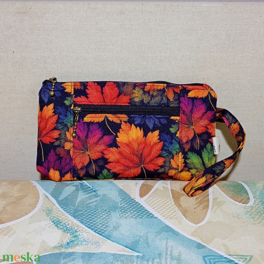 Két rekeszes őszi levélmintás neszeszer - táska & tok - neszesszer - Meska.hu
