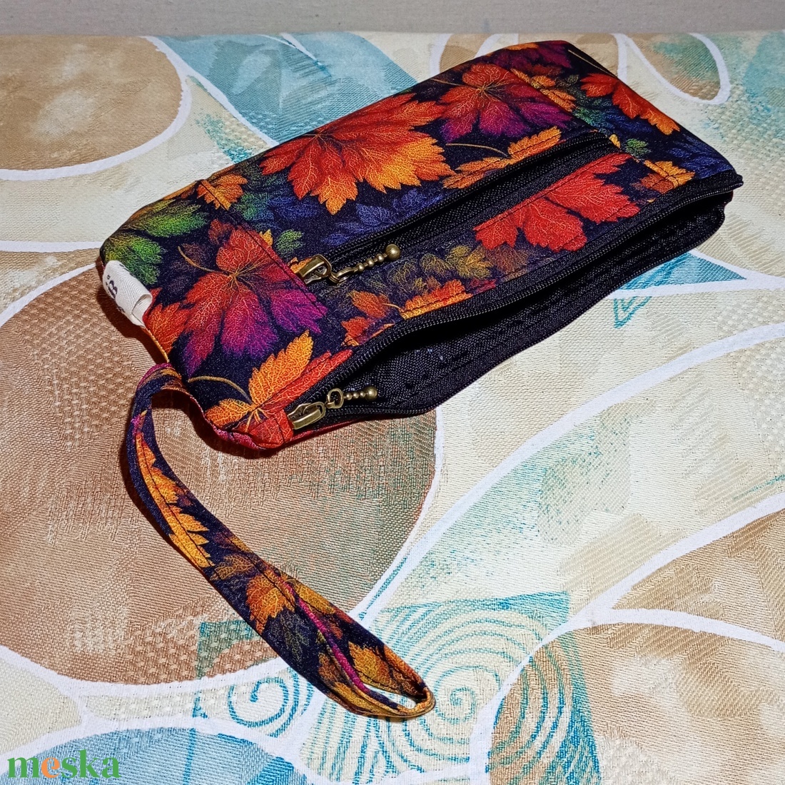 Két rekeszes őszi levélmintás neszeszer - táska & tok - neszesszer - Meska.hu