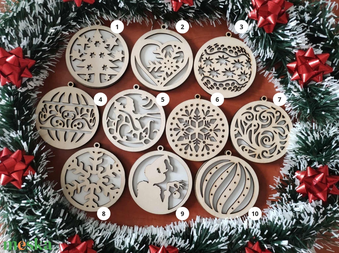 Lézervágott karácsonyfadísz 30 választható dizájn - karácsony - karácsonyi lakásdekoráció - karácsonyfadíszek - Meska.hu