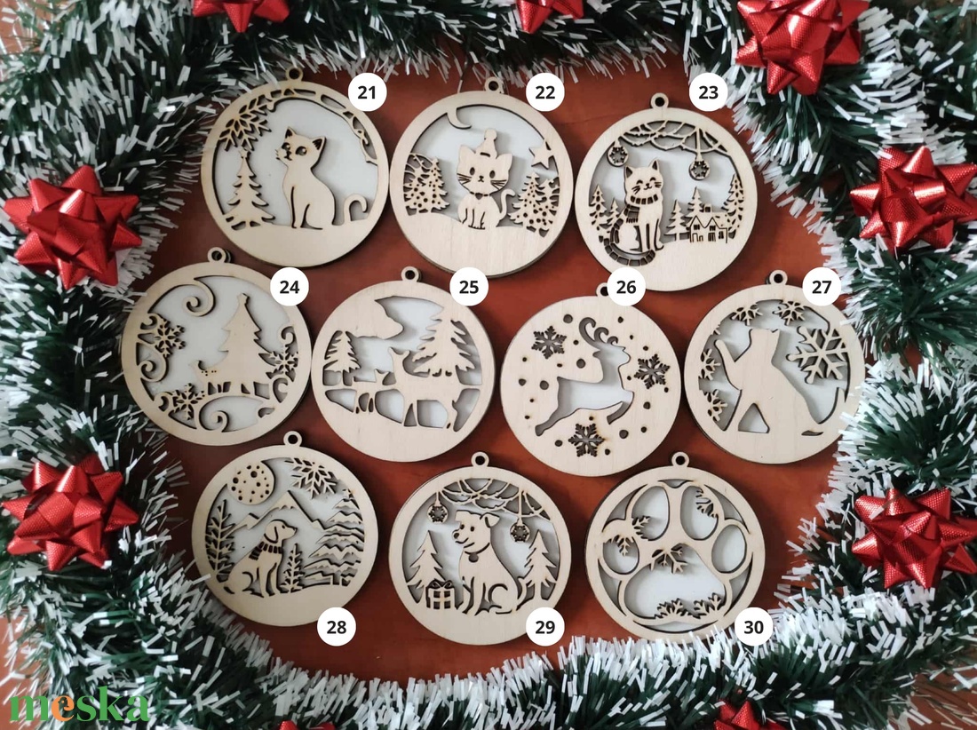 Lézervágott karácsonyfadísz 30 választható dizájn - karácsony - karácsonyi lakásdekoráció - karácsonyfadíszek - Meska.hu