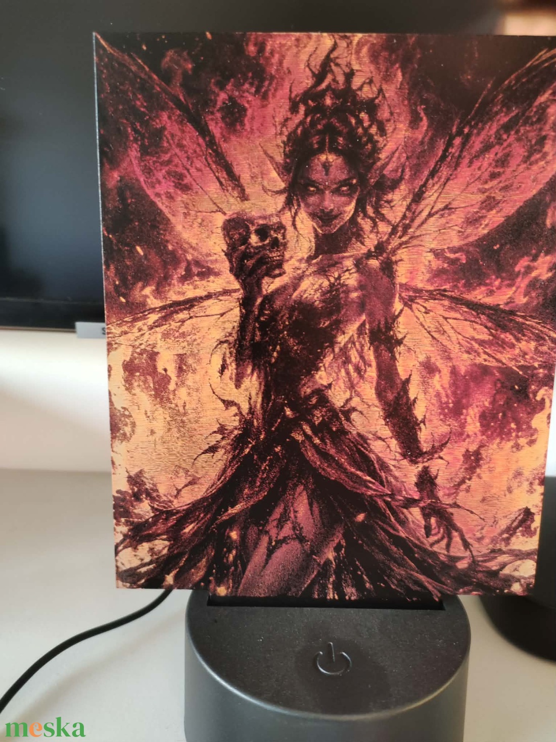 Inferno Tündér - Fantasy LED Gravírozott Plexi Kép - művészet - festmény - festmény vegyes technika - Meska.hu
