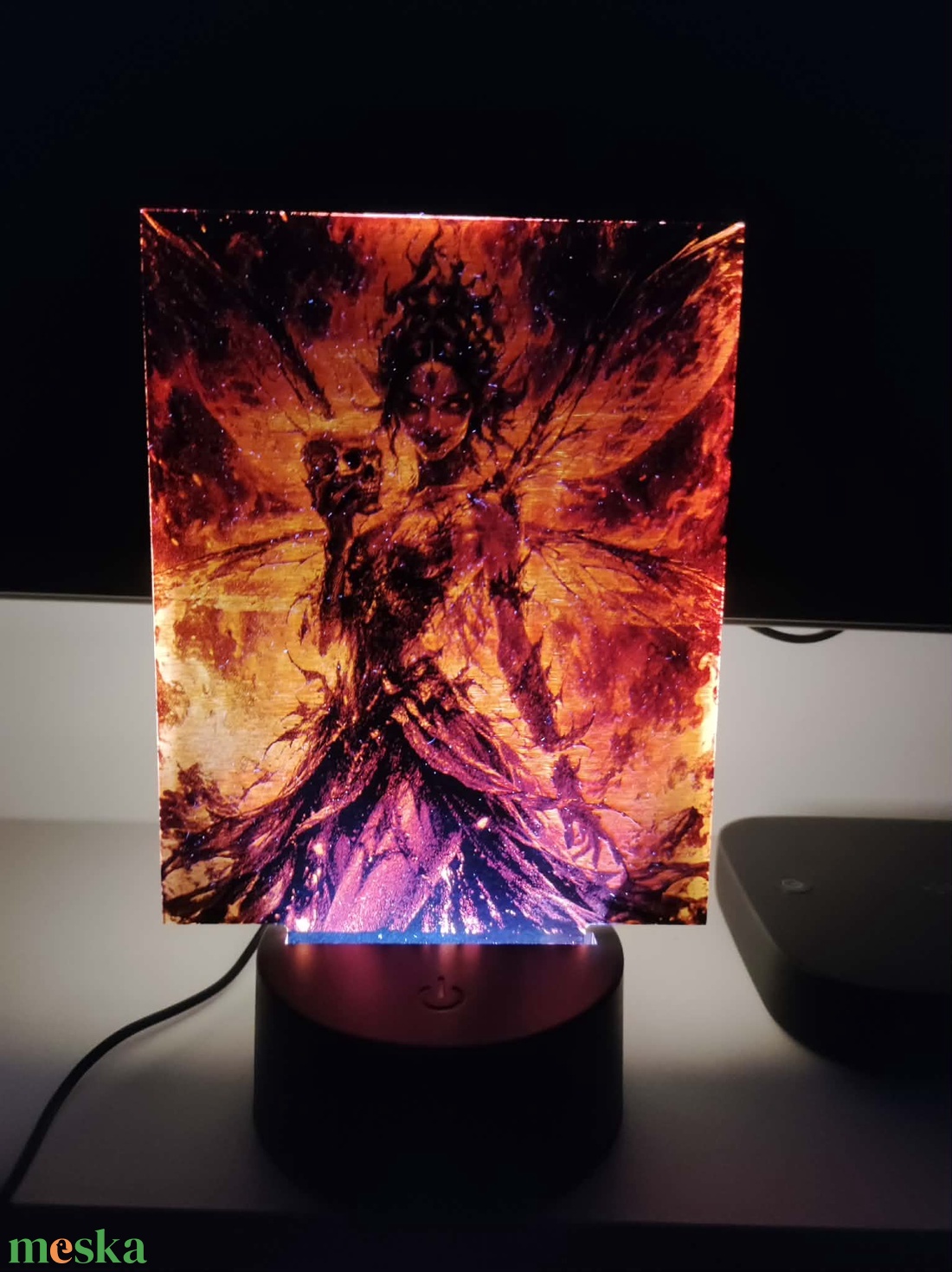 Inferno Tündér - Fantasy LED Gravírozott Plexi Kép - művészet - festmény - festmény vegyes technika - Meska.hu