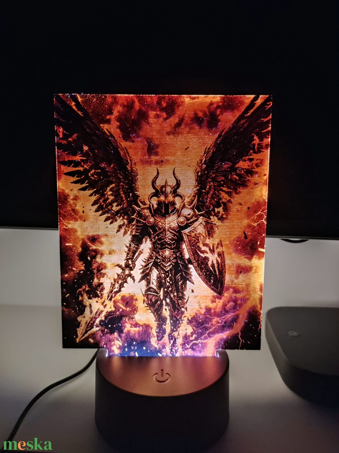 Hell Knight - Fantasy LED Gravírozott Plexi Kép - művészet - festmény - festmény vegyes technika - Meska.hu