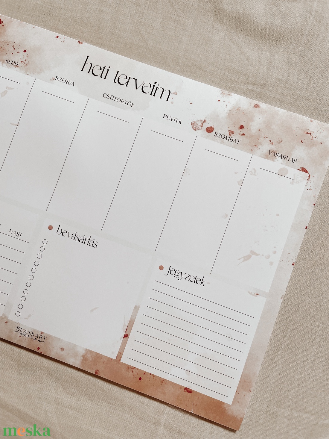 Heti tervező - heti menüvel és bevásárlólistával - otthon & életmód - papír, írószer - naptár & tervező - Meska.hu