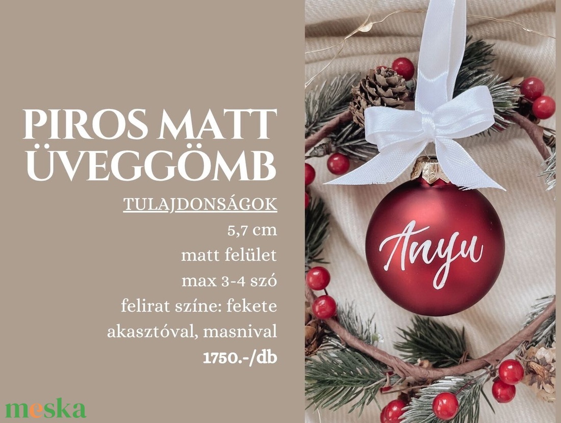 Egyedi feliratú karácsonyi üveggömb - piros matt - karácsony - karácsonyi lakásdekoráció - karácsonyfadíszek - Meska.hu Egyedi feliratú karácsonyi üveggömb - piros matt - karácsony - karácsonyi lakásdekoráció - karácsonyfadíszek - Meska.hu