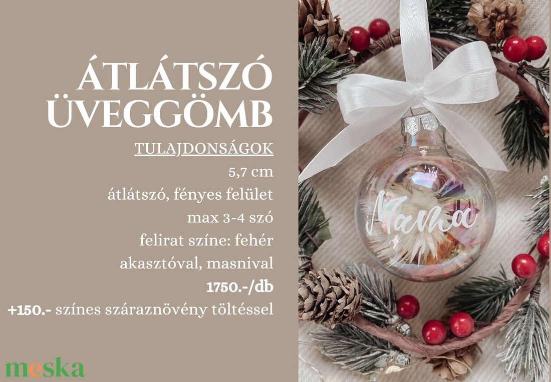 Egyedi feliratú karácsonyi üveggömb - átlátszó - karácsony - karácsonyi lakásdekoráció - karácsonyfadíszek - Meska.hu