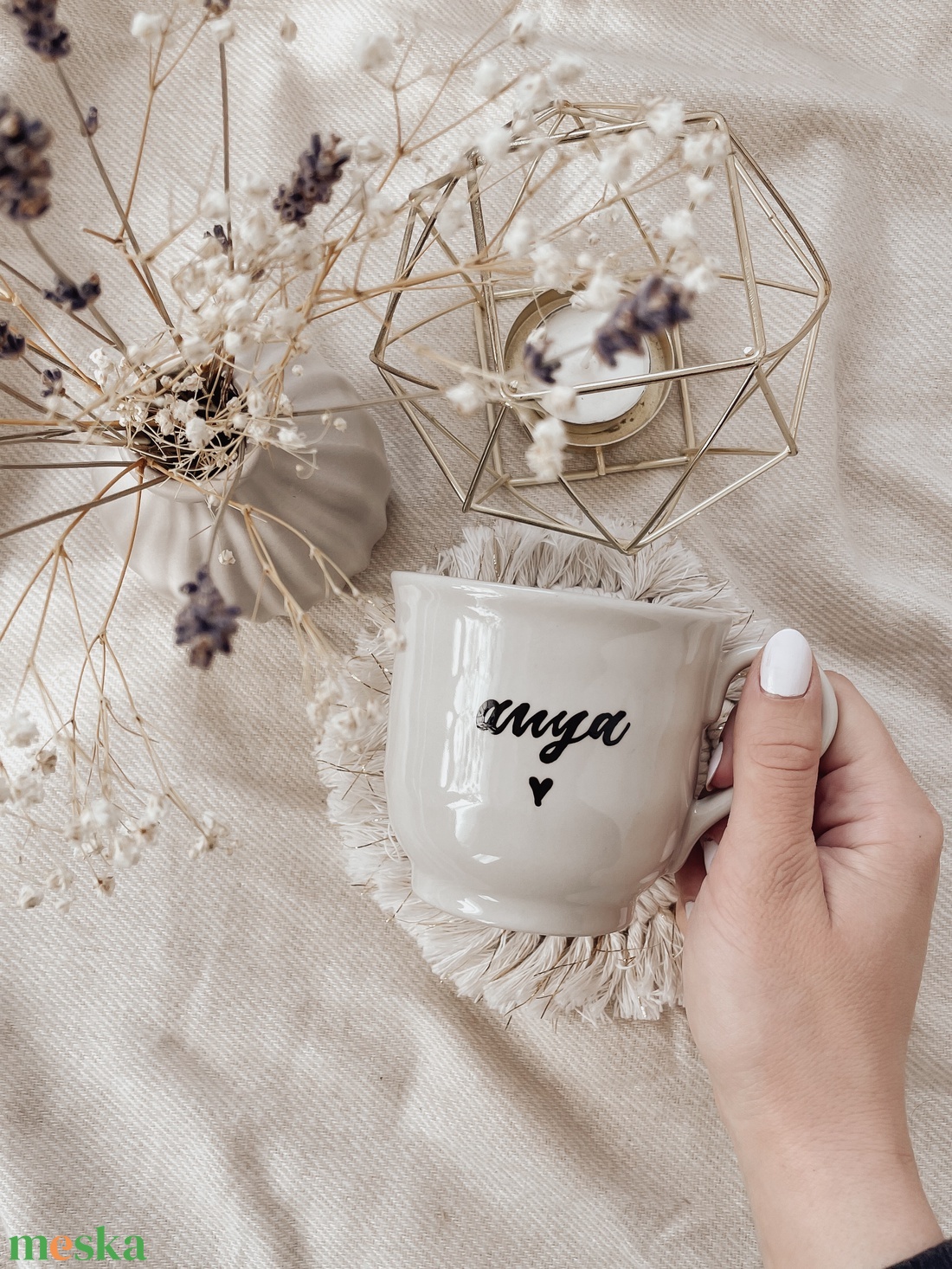 Egyedi feliratú kávés csésze - bézs, fényes - otthon & életmód - konyhafelszerelés, tálalás - tálalás - bögre & csésze - Meska.hu
