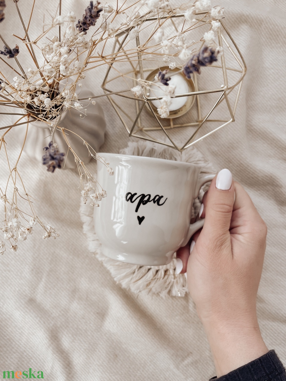 Egyedi feliratú kávés csésze - bézs, fényes - otthon & életmód - konyhafelszerelés, tálalás - tálalás - bögre & csésze - Meska.hu