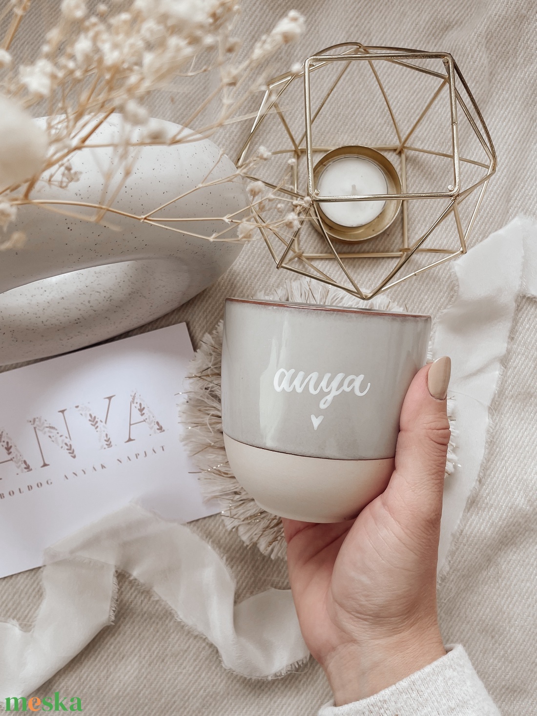 Kerámia bögrepohár - zöldes-szürkés szín - otthon & életmód - konyhafelszerelés, tálalás - tálalás - bögre & csésze - Meska.hu