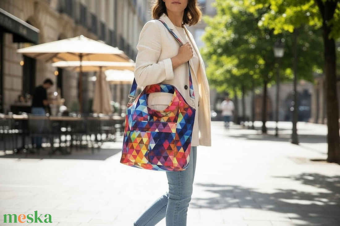 Blaur - szivárvány színű geometriai mintás válltáska / kézitáska #TG2 - táska & tok - kézitáska & válltáska - válltáska - Meska.hu