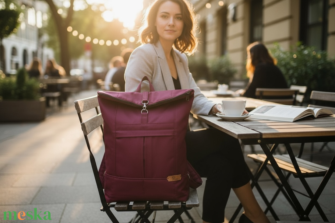 #HME5 Blaur málna vízhatlan rolltop hátizsák  - táska & tok - laptoptáska, laptop hátizsák - Meska.hu