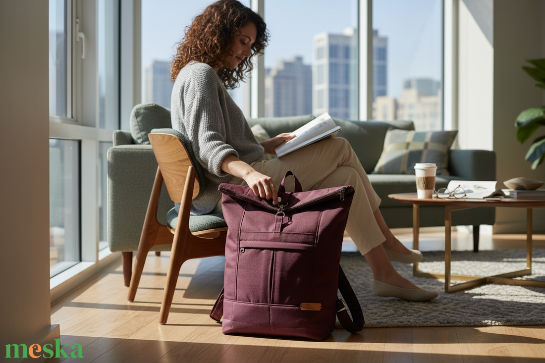 #HME6 Blaur szeder vízhatlan rolltop hátizsák  - táska & tok - laptoptáska, laptop hátizsák - Meska.hu