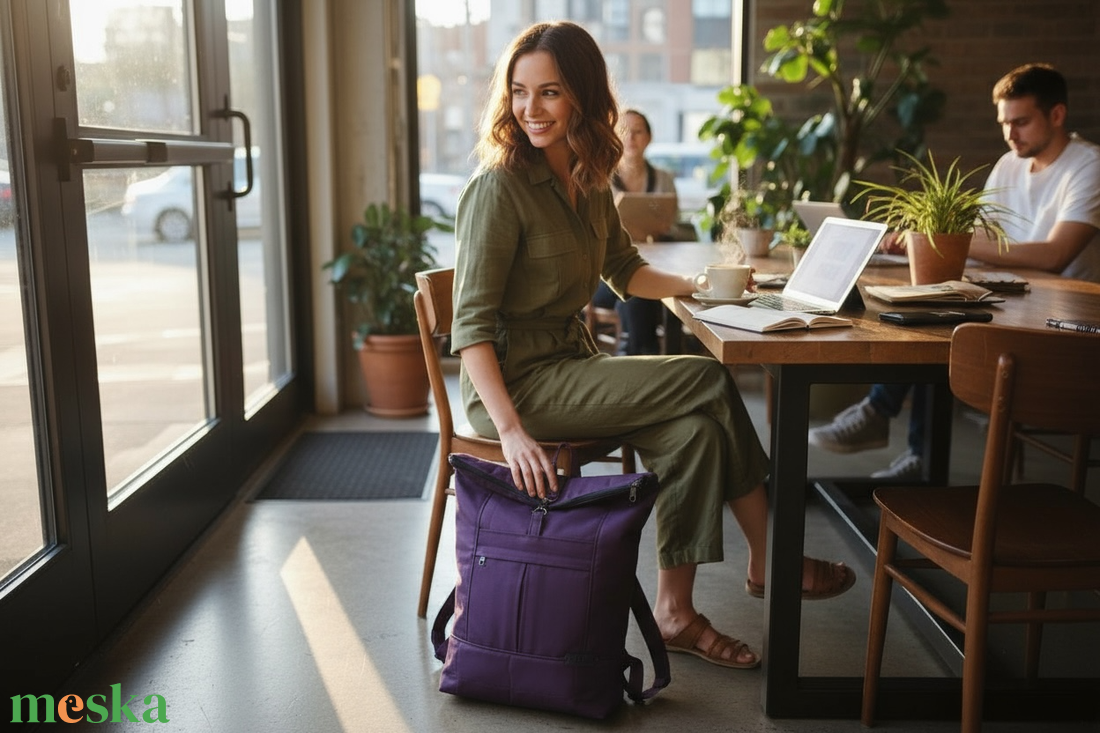 #HME7 Blaur szilva vízhatlan rolltop hátizsák  - táska & tok - laptoptáska, laptop hátizsák - Meska.hu