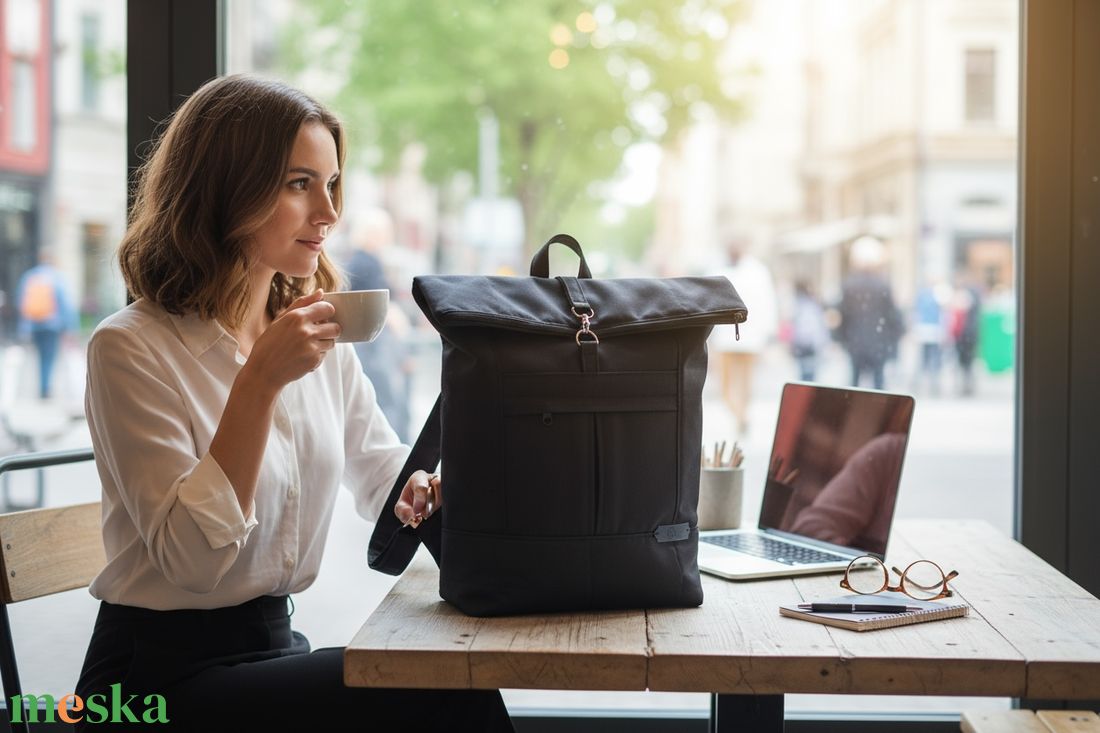 #HME8 Blaur sötétkék vízhatlan rolltop hátizsák  - táska & tok - laptoptáska, laptop hátizsák - Meska.hu