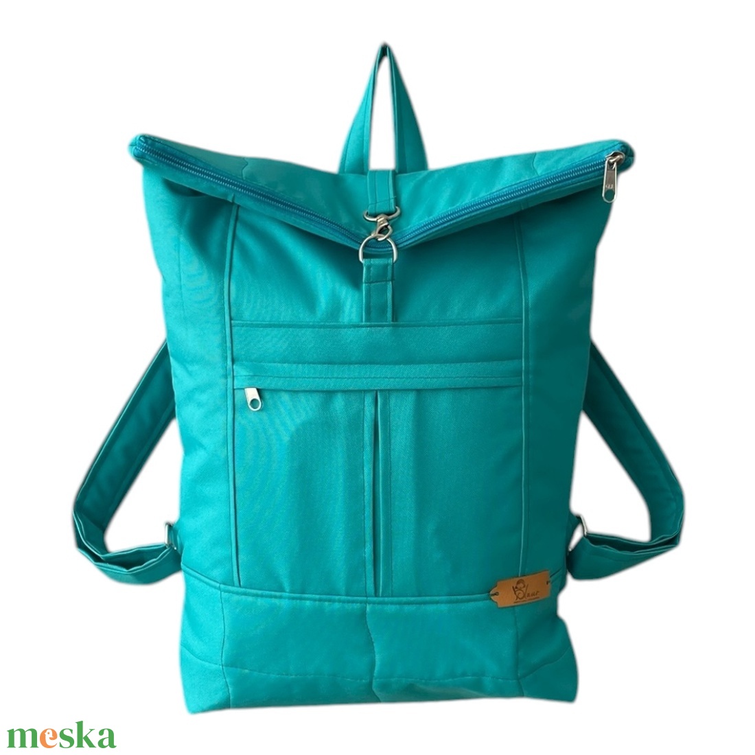 #HME11 Blaur türkiz  vízhatlan rolltop hátizsák  - táska & tok - laptoptáska, laptop hátizsák - Meska.hu