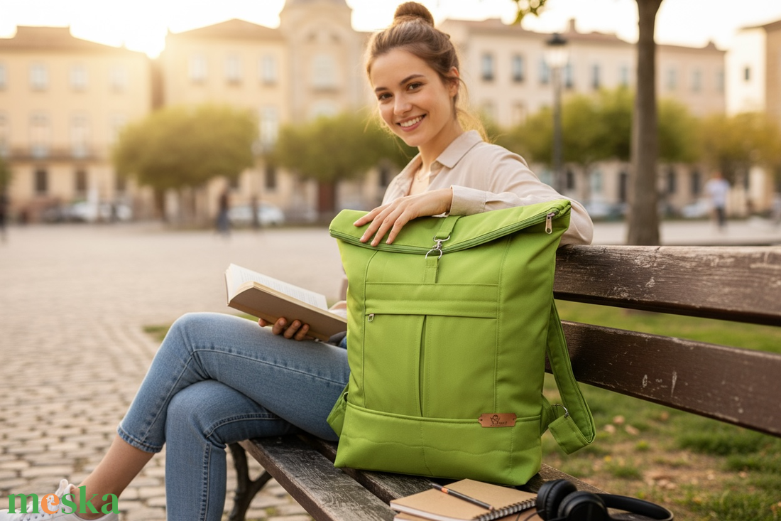 #HME13 Blaur kivi zöld  vízhatlan rolltop hátizsák  - táska & tok - laptoptáska, laptop hátizsák - Meska.hu