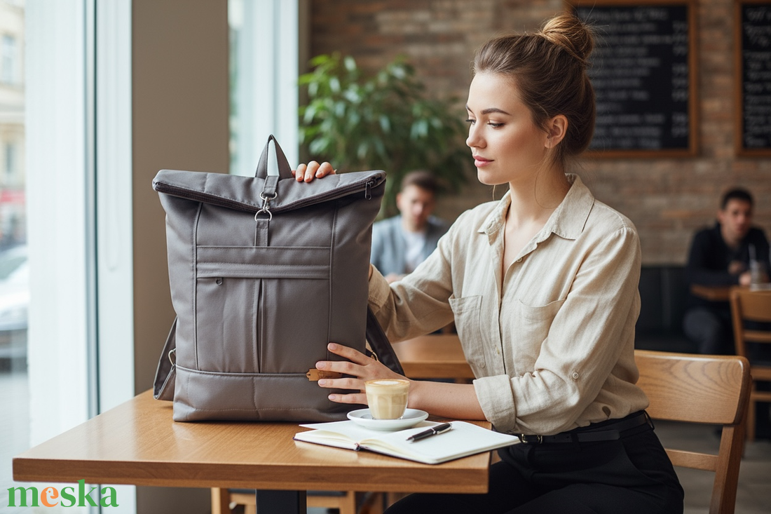 #HME18 Blaur szürke vízhatlan rolltop hátizsák  - táska & tok - laptoptáska, laptop hátizsák - Meska.hu