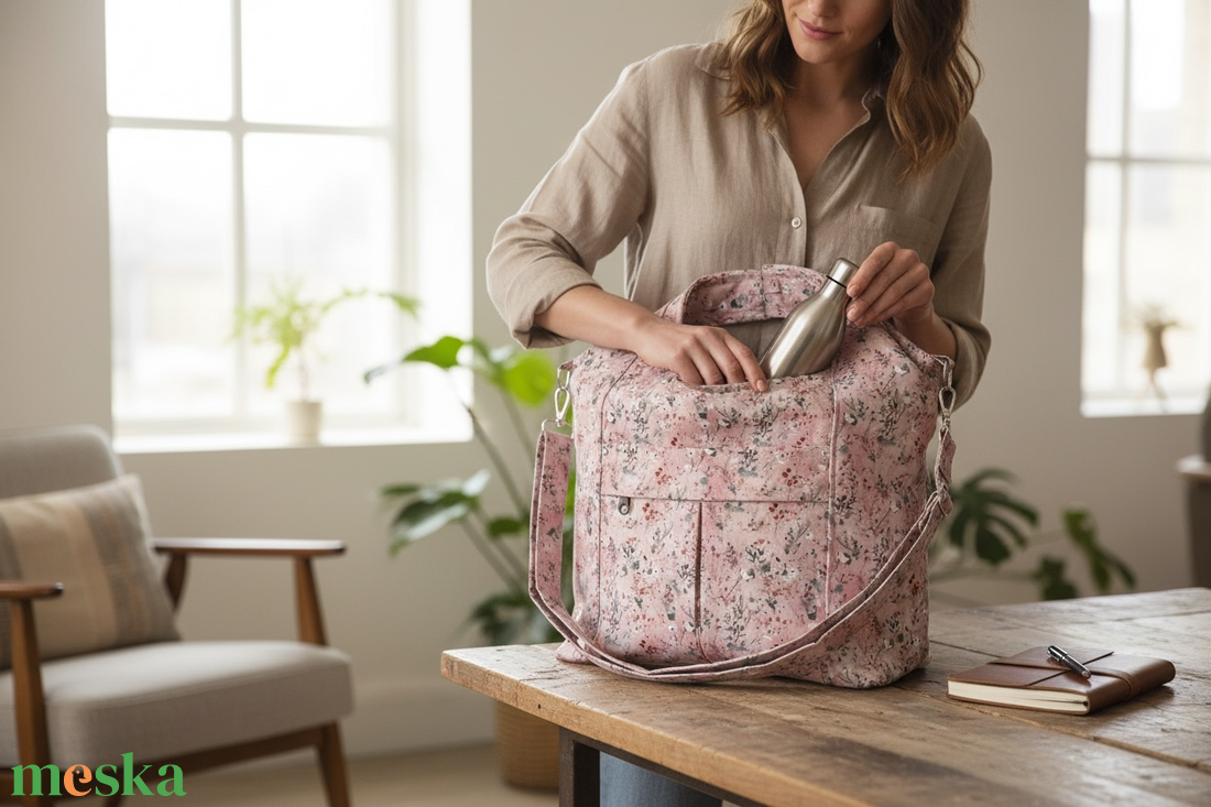 TV7 Blaur rózsaszín apró virág mintás válltáska / kézitáska #TV2 - táska & tok - kézitáska & válltáska - válltáska - Meska.hu