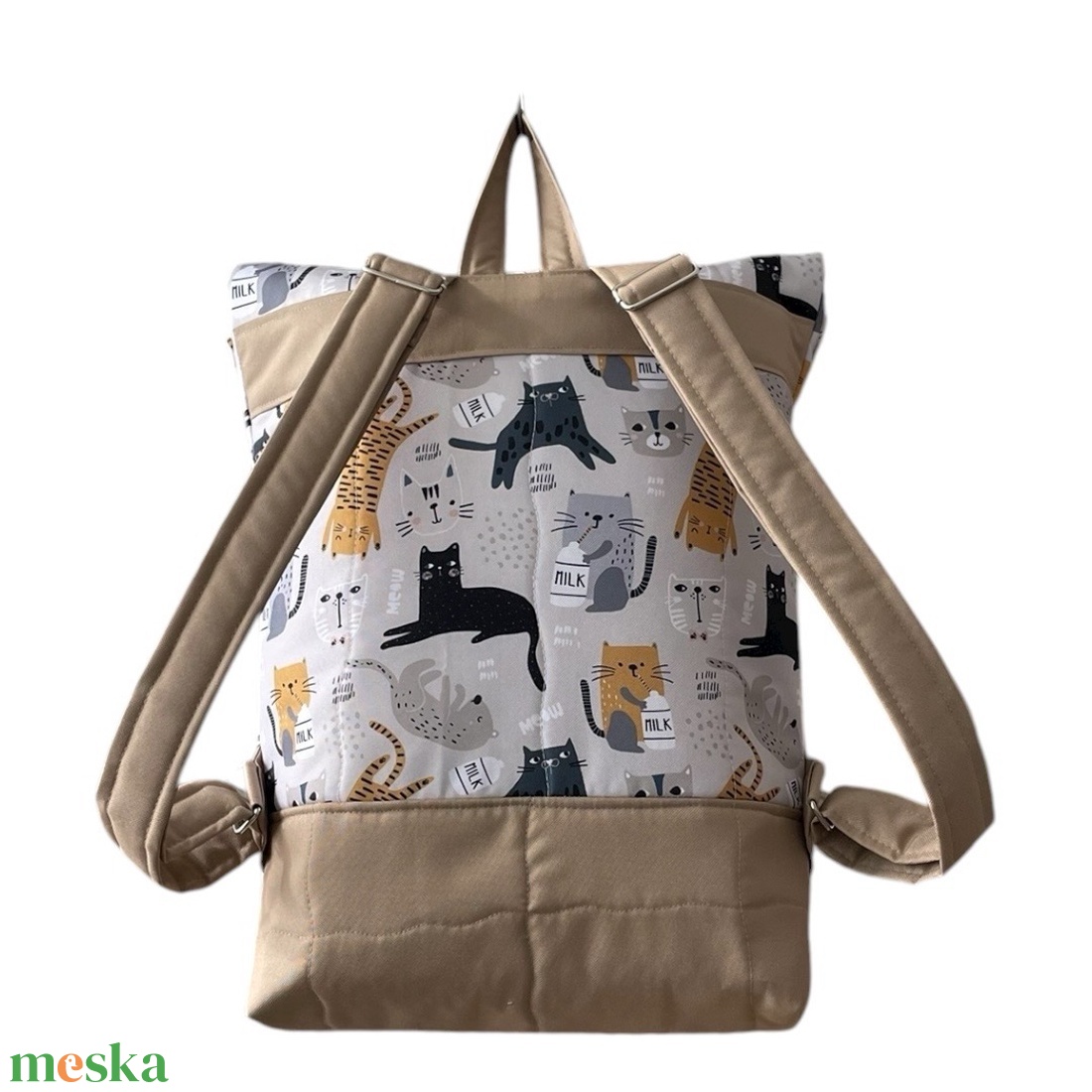 #HMA3 Blaur macska mintás vízhatlan rolltop hátizsák  - táska & tok - laptoptáska, laptop hátizsák - Meska.hu