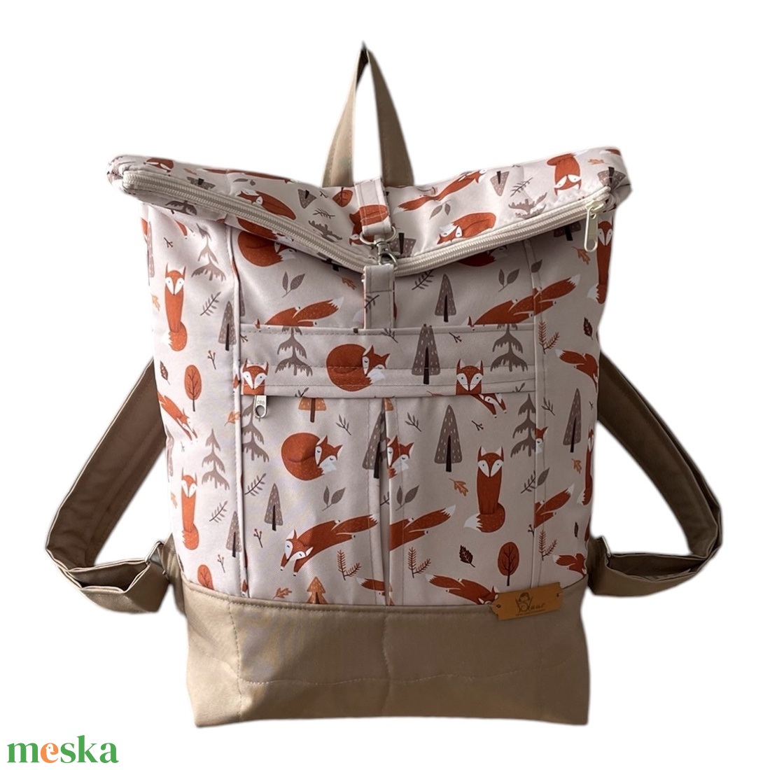 #HMA5 Blaur róka mintás vízhatlan rolltop hátizsák  - táska & tok - laptoptáska, laptop hátizsák - Meska.hu