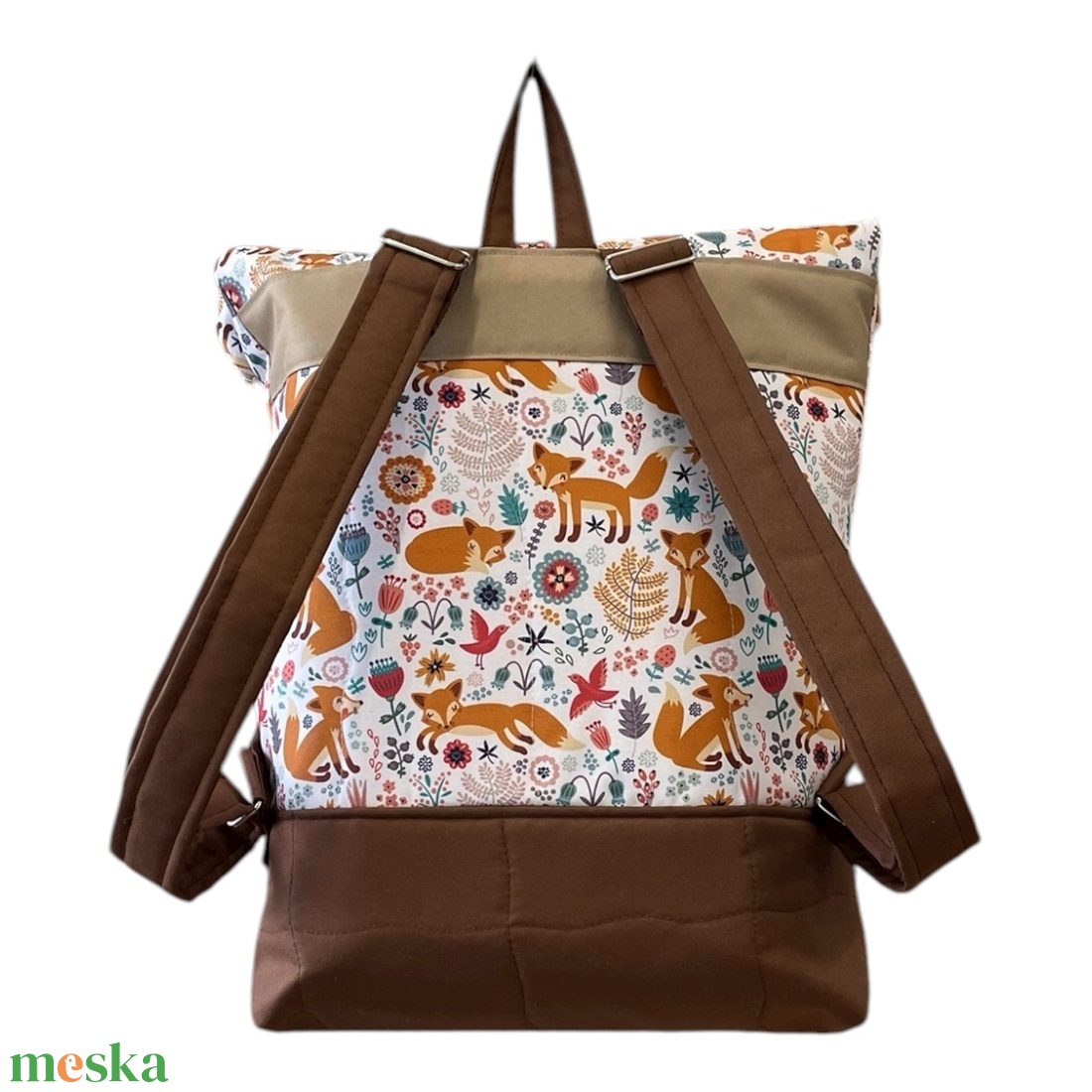 #HMA4 Blaur róka mintás vízhatlan rolltop hátizsák  - táska & tok - laptoptáska, laptop hátizsák - Meska.hu