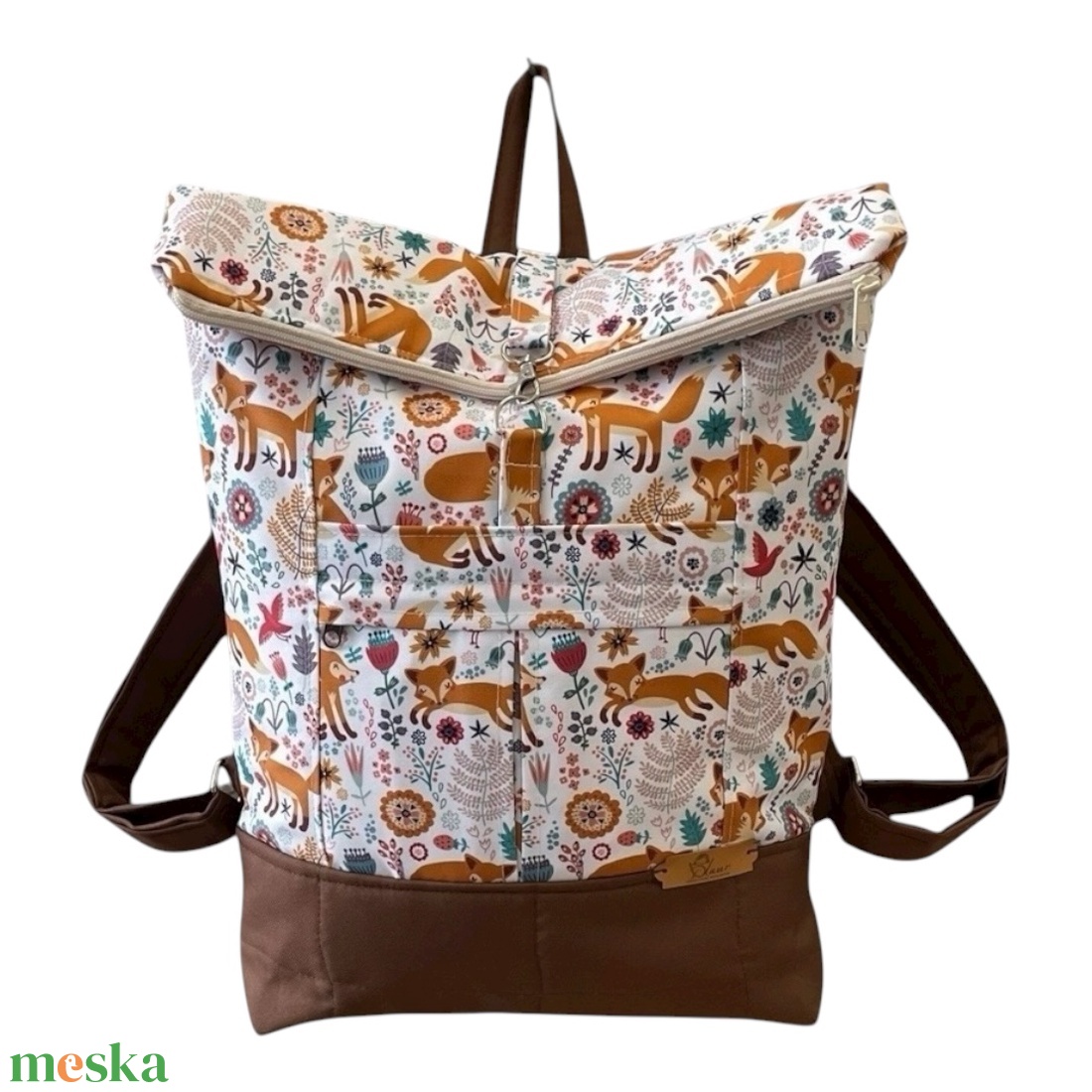 #HMA4 Blaur róka mintás vízhatlan rolltop hátizsák  - táska & tok - laptoptáska, laptop hátizsák - Meska.hu