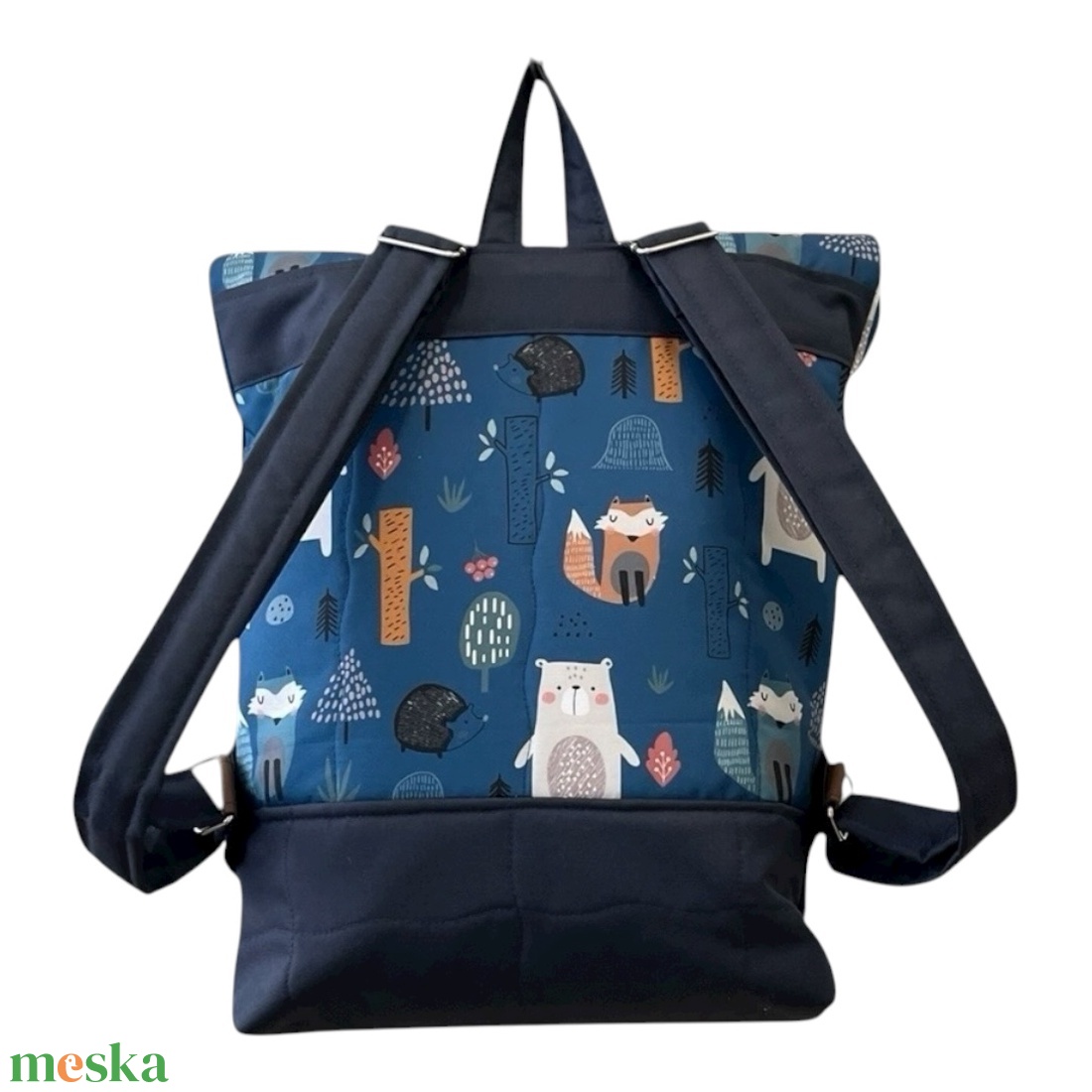 #HMA7 Blaur erdei állatok kék maci vízhatlan rolltop hátizsák  - táska & tok - laptoptáska, laptop hátizsák - Meska.hu