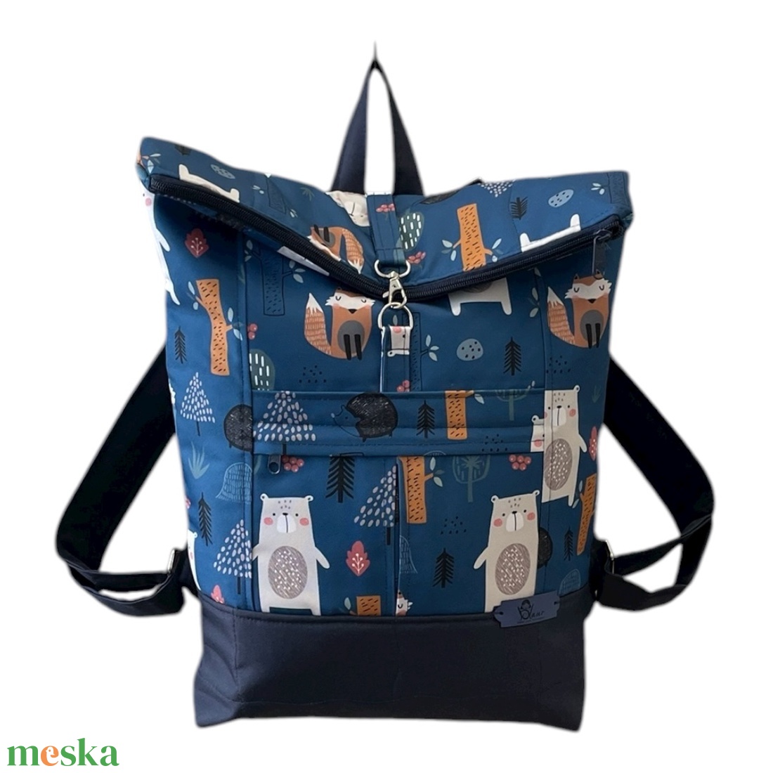 #HMA7 Blaur erdei állatok kék maci vízhatlan rolltop hátizsák  - táska & tok - laptoptáska, laptop hátizsák - Meska.hu