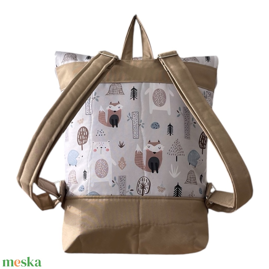 #HMA8 Blaur erdei állatok szürke maci vízhatlan rolltop hátizsák  - táska & tok - laptoptáska, laptop hátizsák - Meska.hu