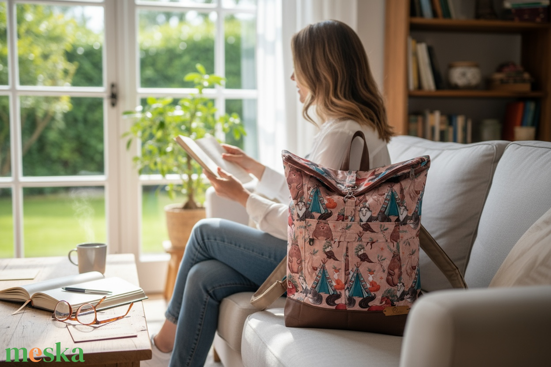 #HMA9 Blaur erdei állatok vízhatlan rolltop hátizsák  - táska & tok - laptoptáska, laptop hátizsák - Meska.hu