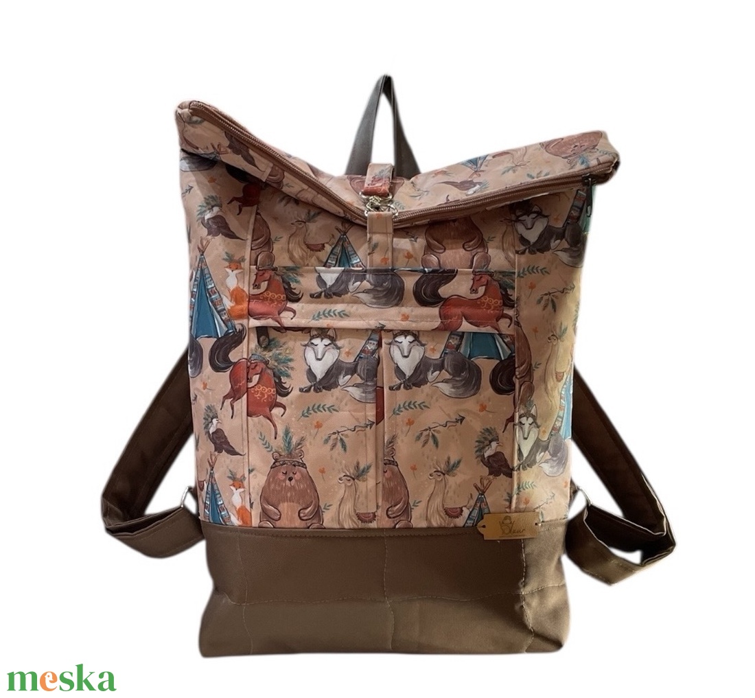 #HMA9 Blaur erdei állatok vízhatlan rolltop hátizsák  - táska & tok - laptoptáska, laptop hátizsák - Meska.hu