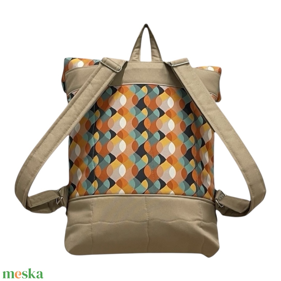 #HMM22 Blaur barna türkiz retro mintás vízhatlan rolltop hátizsák - táska & tok - laptoptáska, laptop hátizsák - Meska.hu