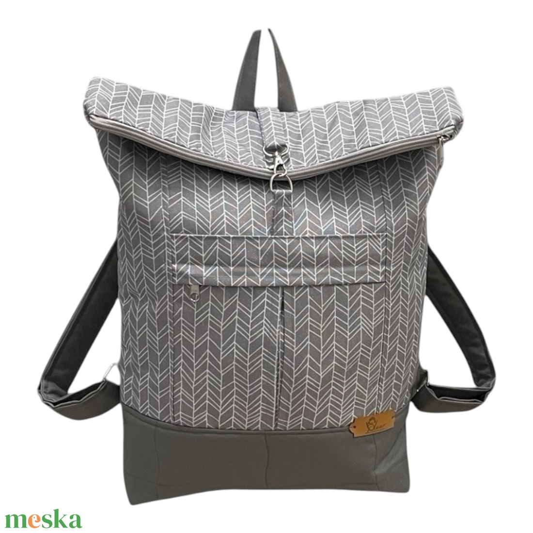 #HMG25 Blaur szürke halszálka mintás vízhatlan rolltop hátizsák - táska & tok - laptoptáska, laptop hátizsák - Meska.hu