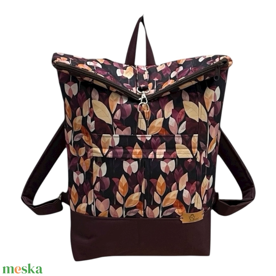 #HMV29 Blaur rózsaszín apró virágos vízhatlan rolltop hátizsák  - táska & tok - laptoptáska, laptop hátizsák - Meska.hu