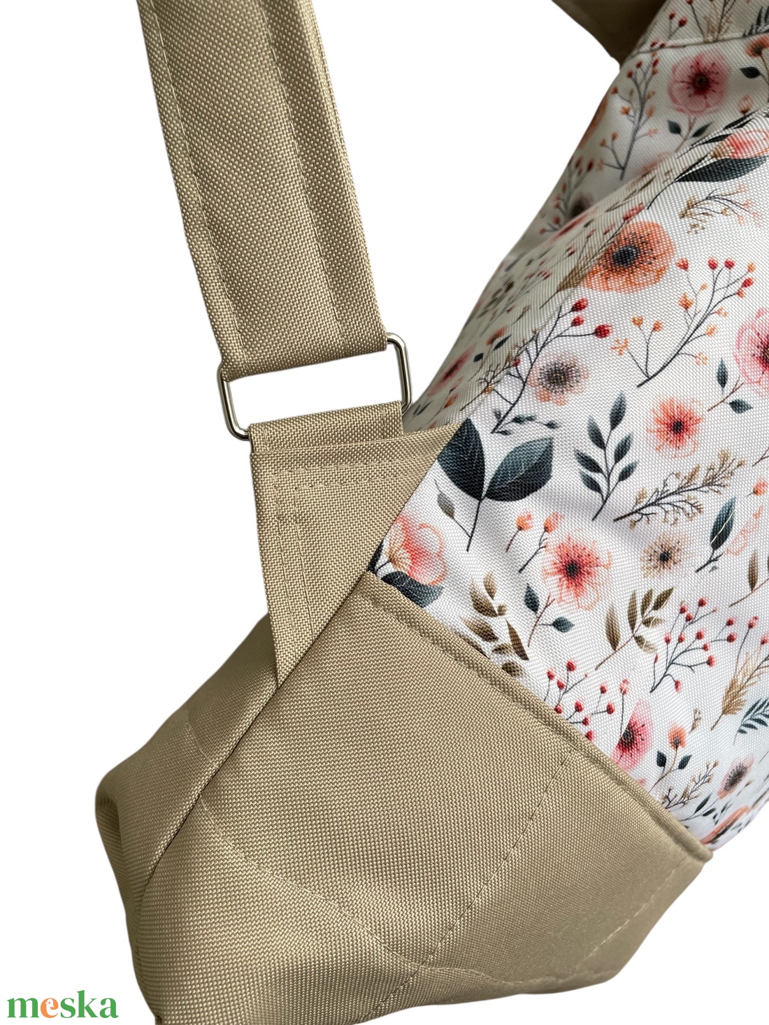 #HMV 30 Blaur krém virágos mintás vízhatlan rolltop hátizsák - táska & tok - laptoptáska, laptop hátizsák - Meska.hu