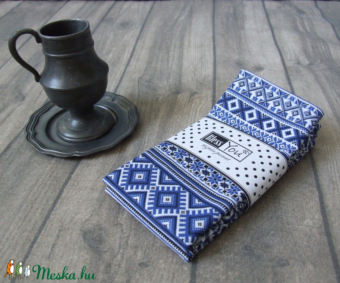 Skandináv kék csíkos textil szalvéta - 2 db - otthon & életmód - konyhafelszerelés, tálalás - Meska.hu