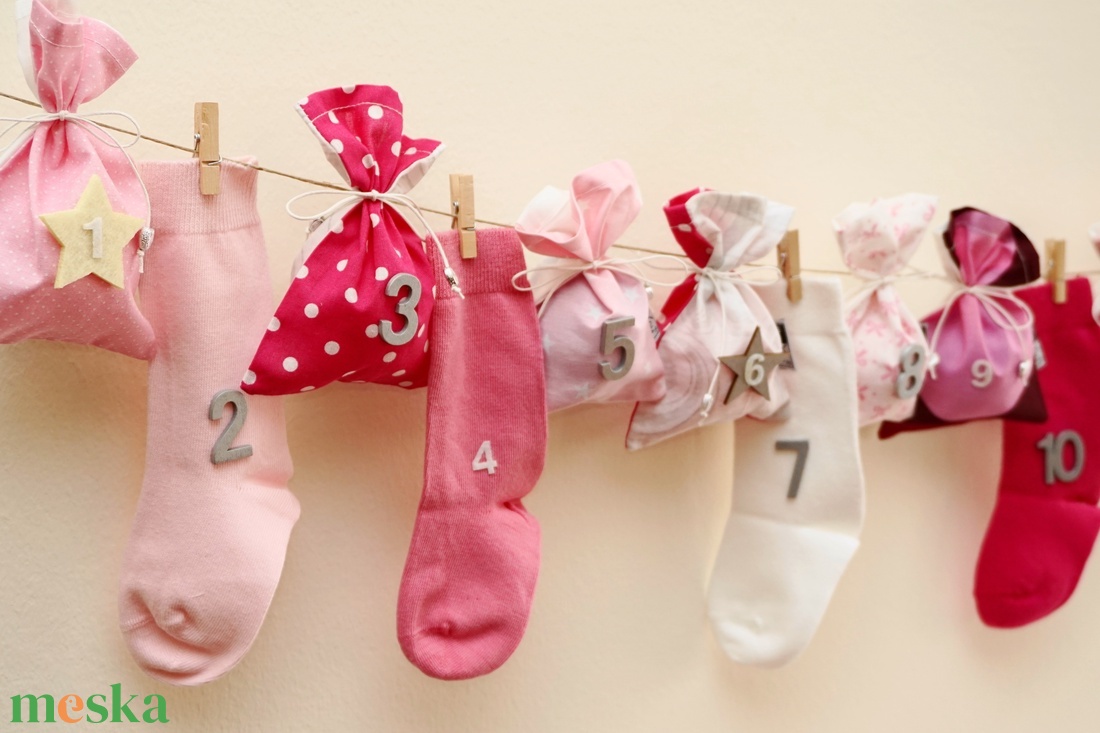 INGYEN POSTA! PINK, rózsaszín királylányos ADVENTI kalendárium, naptár kislányoknak - karácsony - adventi díszek - adventi naptár - Meska.hu