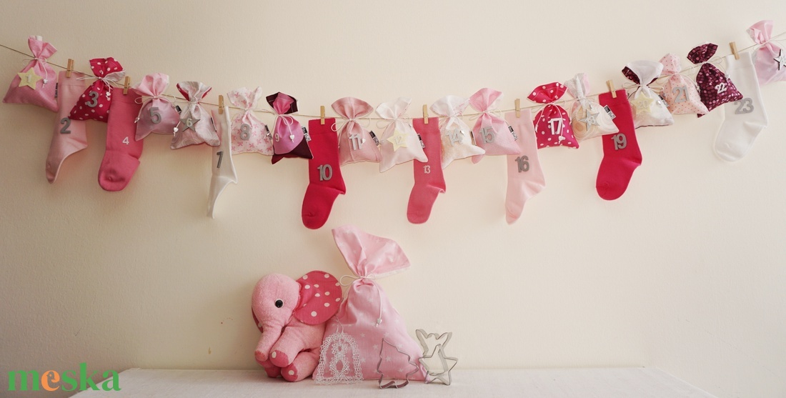 INGYEN POSTA! PINK, rózsaszín királylányos ADVENTI kalendárium, naptár kislányoknak - karácsony - adventi díszek - adventi naptár - Meska.hu