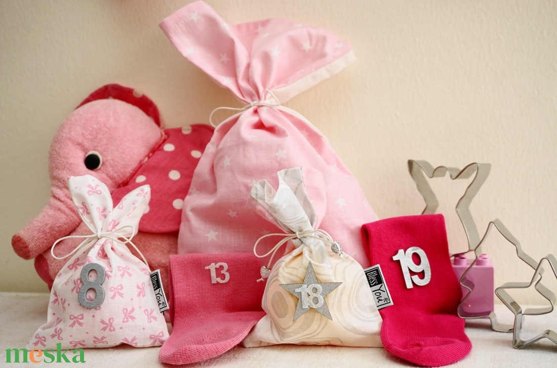 INGYEN POSTA! PINK, rózsaszín királylányos ADVENTI kalendárium, naptár kislányoknak - karácsony - adventi díszek - adventi naptár - Meska.hu