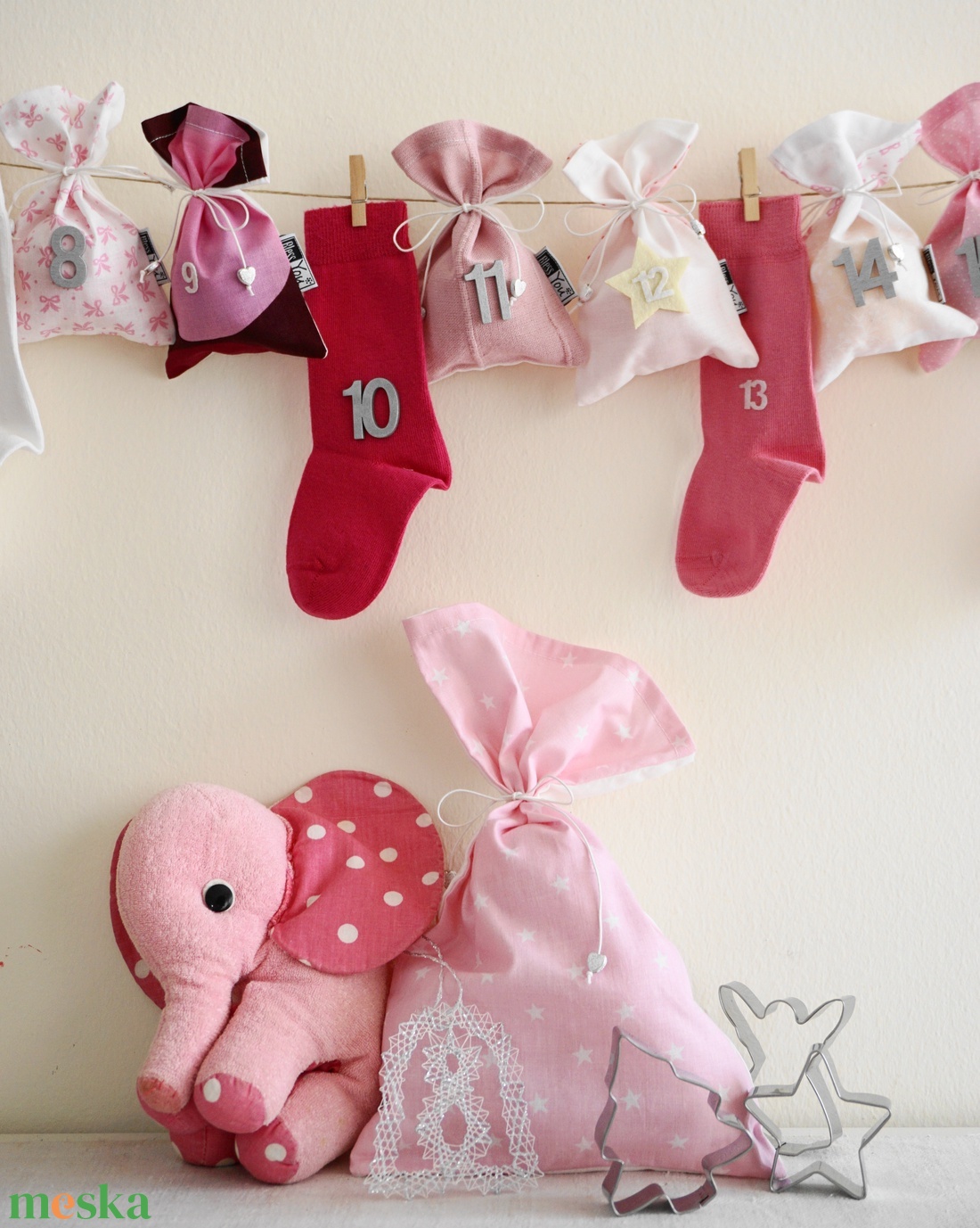 INGYEN POSTA! PINK, rózsaszín királylányos ADVENTI kalendárium, naptár kislányoknak - karácsony - adventi díszek - adventi naptár - Meska.hu