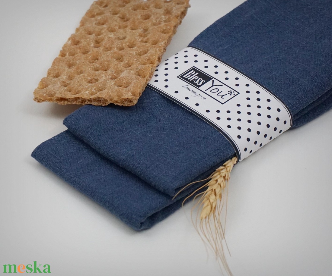 Melange denim blue LENVÁSZON szalvéta - 2 db - otthon & életmód - konyhafelszerelés, tálalás - tálalás - szalvétatartó, szalvétagyűrű - Meska.hu