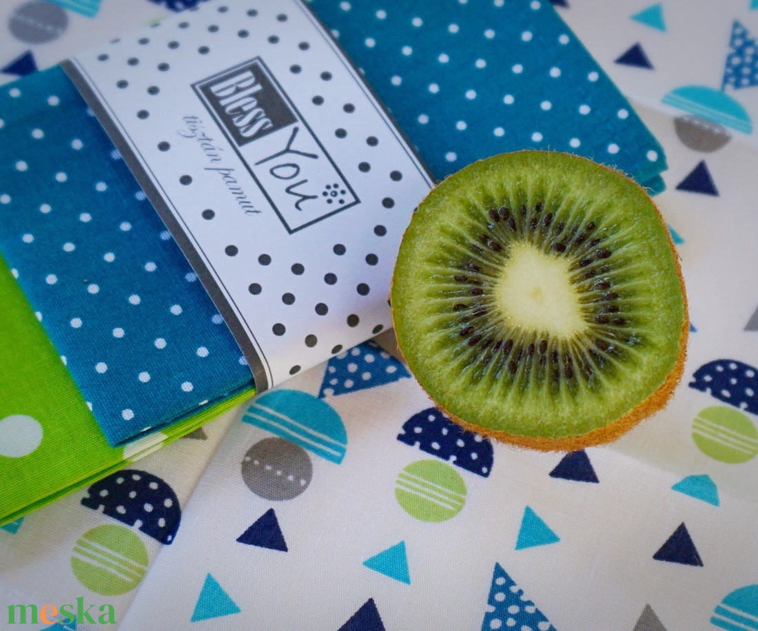 NYÁRI kavalkád zerowaste kiegészítő, zsebkendő - kiwi és türkiz - szépségápolás - kozmetikai ajándékcsomag - Meska.hu