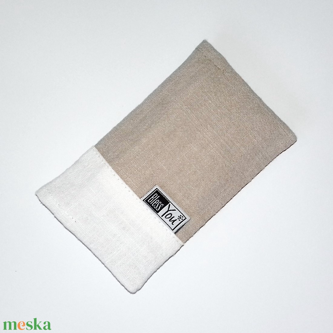 Utazós zsebkendőtartó tok - lenvászon fehér, bézs színben - táska & tok - pénztárca & más tok - zsebkendőtartó tok - Meska.hu